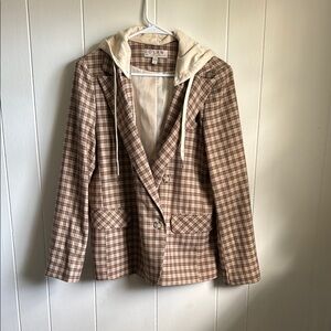 DOLAN Gingham Hooded Blazer